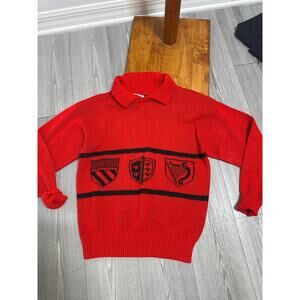 VTG IFI Collared Polo Sweater Red 8P 10P Petite Made in USA 80s Vintage Pullover